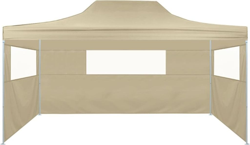 Best Möbel Profi-Partyzelt Faltbar 1 PC Moderne HOMMIE - Wetterfest und Stabil - mit 3 Seitenwänden 3×4m Stahl Creme - Pavillons & Partyzelte de...