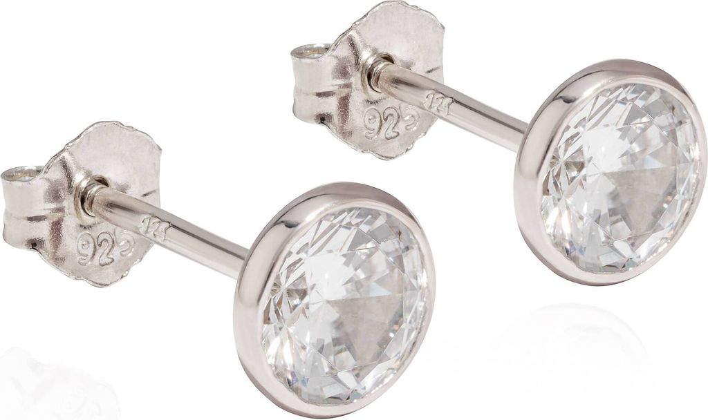Paar 925er Silber Ohrstecker Ohrringe Ohrhänger Cubic Zirkonia Weiß 5008 6,5mm