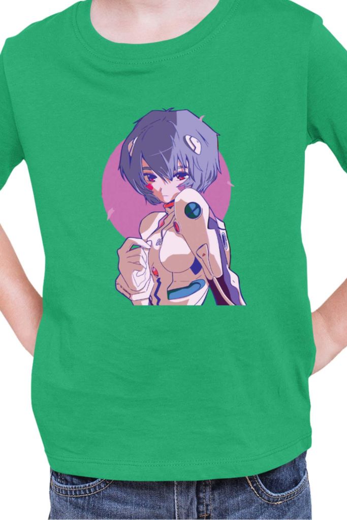 Kinder T-Shirt Manga Japan Anime Comics Animation Neon Anime Genesis Manga Evangelion Rei Ayanami 05, 3-4 Jahr - 104 / Grün