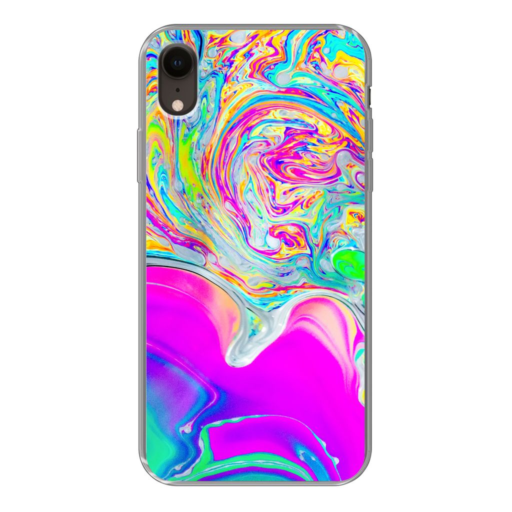 MuchoWow Handyhülle Schutzhülle Hülle für iPhone XR Kunst - Farben - Psychedelisch Silikon Softcase Handy Hülle - Schutzdeckel