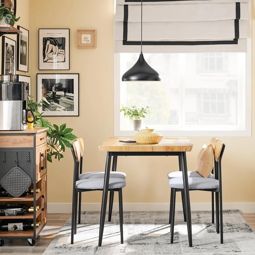 Table de Bar avec 4 Tabourets Confortables Ensemble de Cuisine Complet - 2