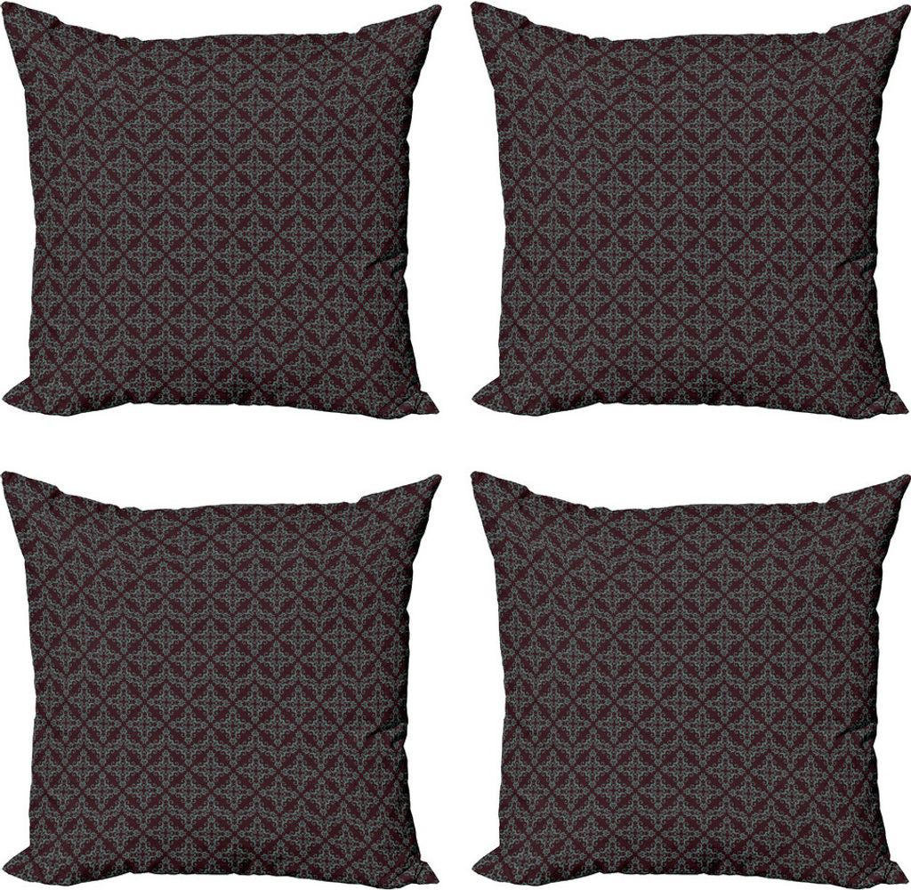 ABAKUHAUS Vintage Blumen Kissenbezug Set (4 Stück), Abstrakt Barock, Moderner Doppelseitiger Digitaldruck, 50 cm x 50 cm, Pale Sea Green Maroon