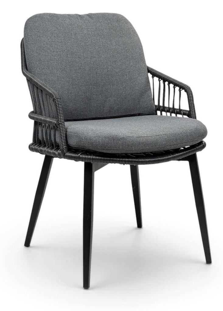 Dining-Gartenstuhl Isabel | Schwarz/Grau | Rope | 2er Set Produktbild 