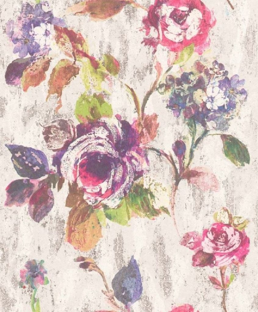 Casa Padrino Barock Vliestapete Grau / Mehrfarbig 10,05 x 0,53 m - Tapete mit Blumenmuster - Deko Accessoires