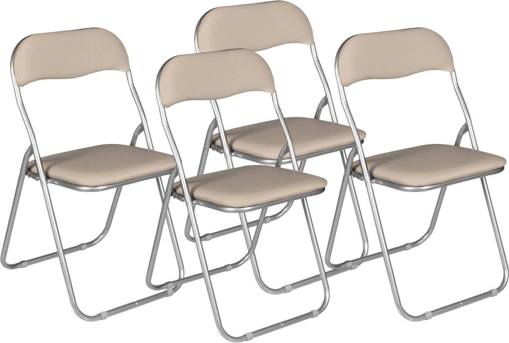 Klappstuhl Dgraf, Set mit 4 platzsparenden Stühlen, Gästestuhl, Besprechungssitz aus , 43x47h80 cm, Beige