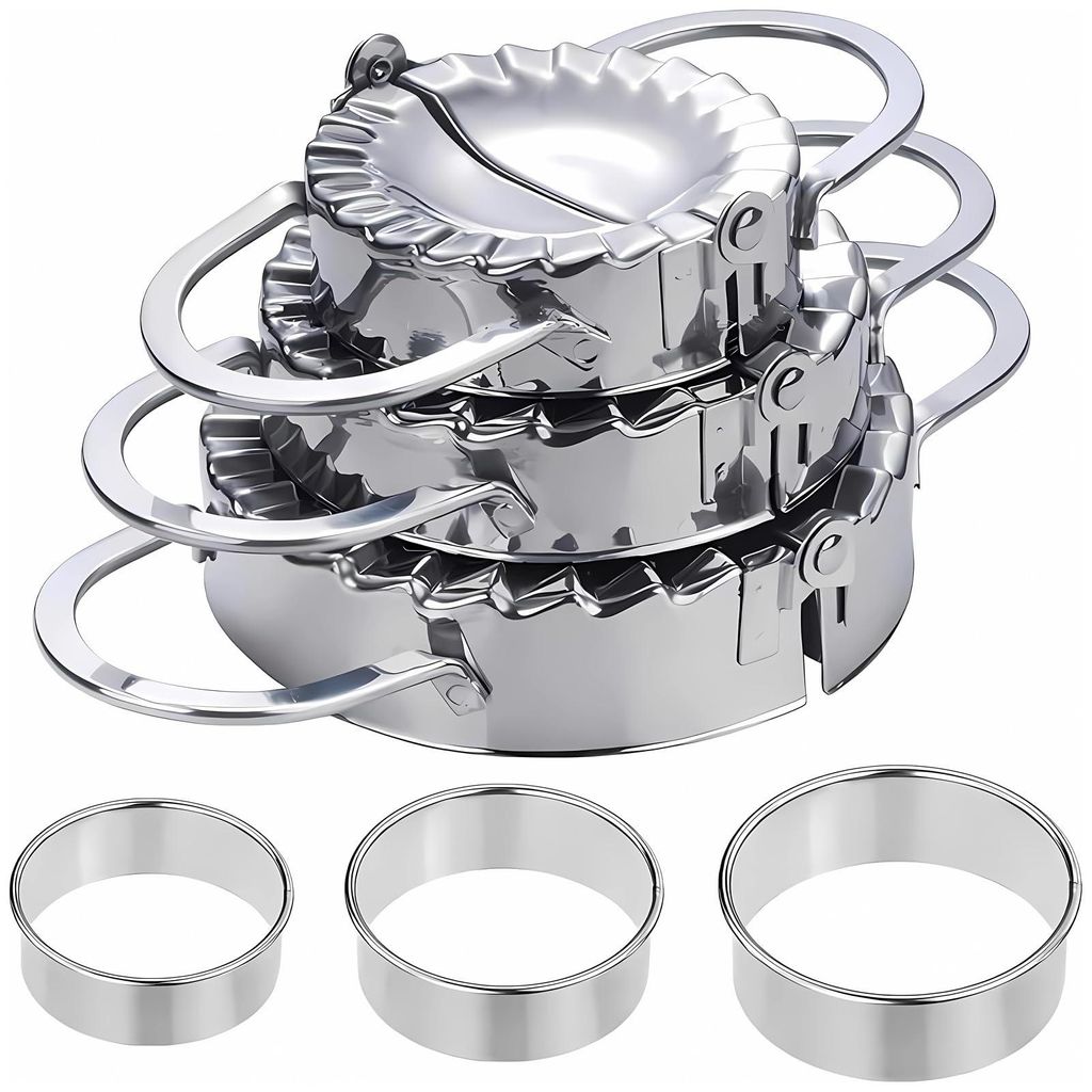 Ravioli-Form, Ravioli-Ausstecher für Maultaschen (schwäbische Ravioli), Knödelform, 3 Knödelformen, runde Keksform, Ravioli-Form (3-teilig)