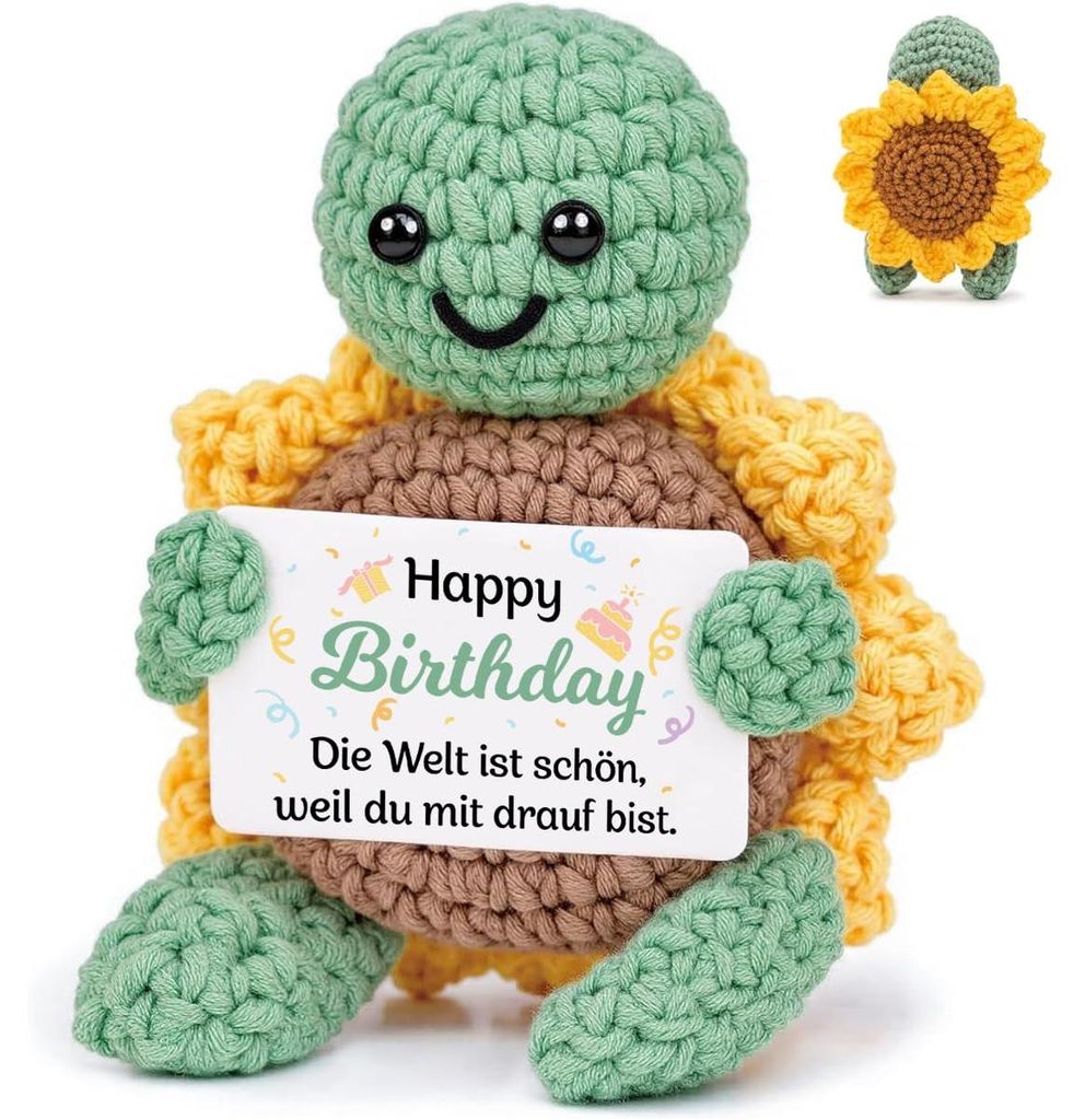 Positive Sonnenblumen-Schildkröte, Geburtstagsgeschenk mit Karte