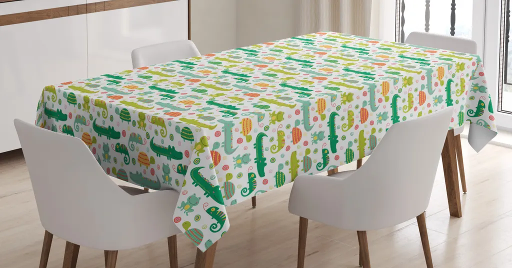 ABAKUHAUS Tovaglia con caricature, Nursery Reptile Amphibian, Adatta per interni ed esterni Lavabile Stampa chiara Nessuno sbiadimento, 140 x 170 cm, Multicolore