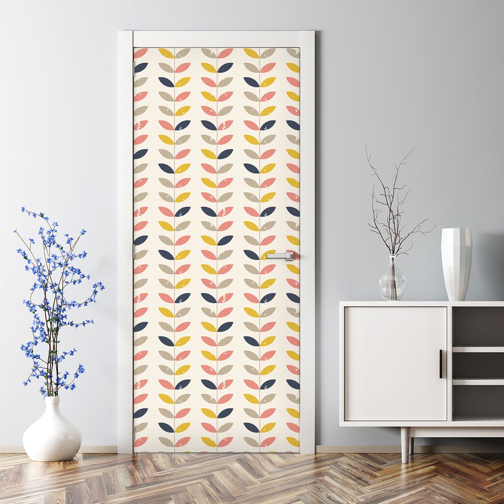 Dekorative Türposter selbstklebend Wandaufkleber Dekor Fototapete Türaufkleber Zweige gelb 77 x 200 cm