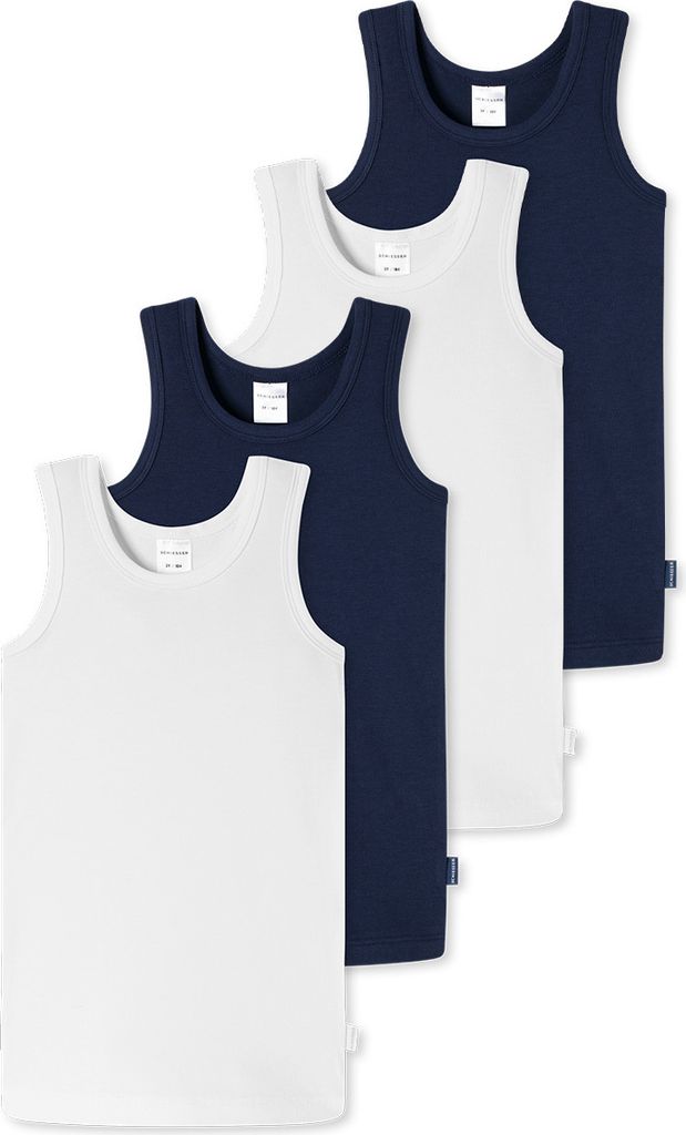 Schiesser 4er Pack Kids Boys 95/5 Organic Baumwolle Unterhemd / Tanktop Mit Rundhalsausschnitt und tonalen Hals- und Armeinfässen, Extra hautfreun...