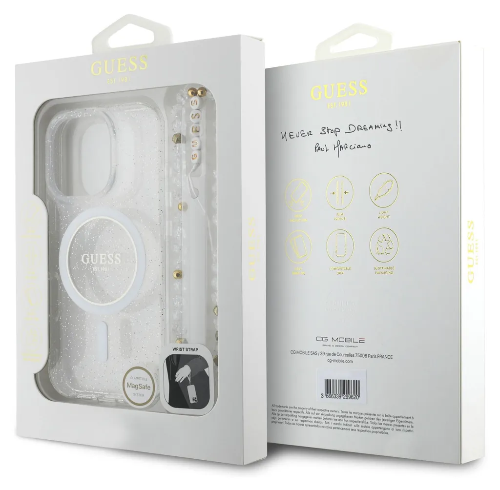 Coque Guess iPhone 16 Pro IML Glitter avec Dragonne Perles MagSafe - 8
