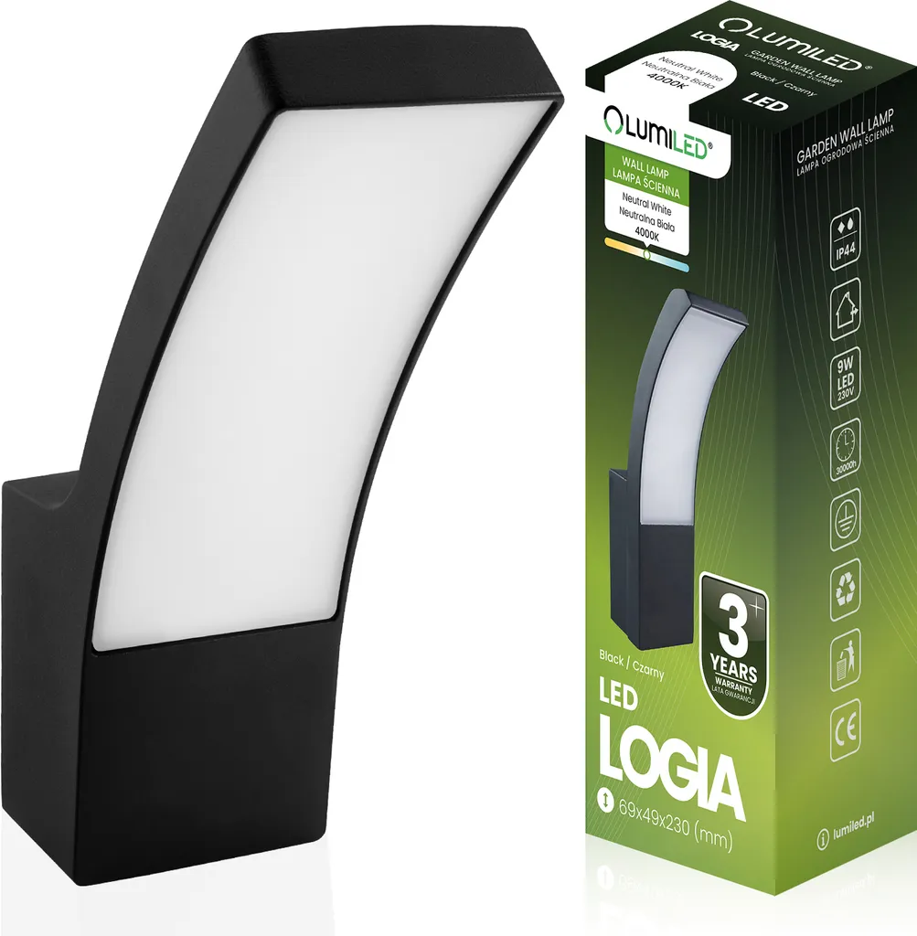 Luminaire Mural Extérieur LED 10W Noir Moderne IP54 pour Jardin et Terrasse