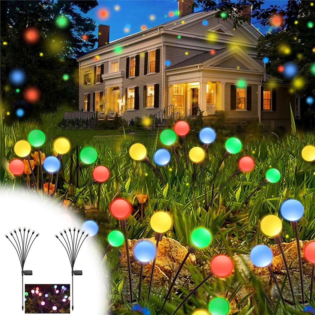 Solarlampen Für Außen Garten, 2er 8 Led Solar Glühwürmchen Leuchte, Solarlicht Gartendeko Solarleuchten Gartenbeleuchtung Für Terrasse Balkon ...