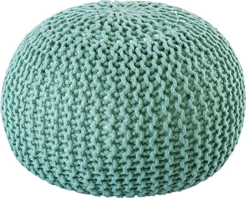 Soma Sitzpouf ø55cm Pouf Strickhocker Strickpouf PREMIUM Innen Terrasse Pool Garten nachhaltig mint - ocean wave