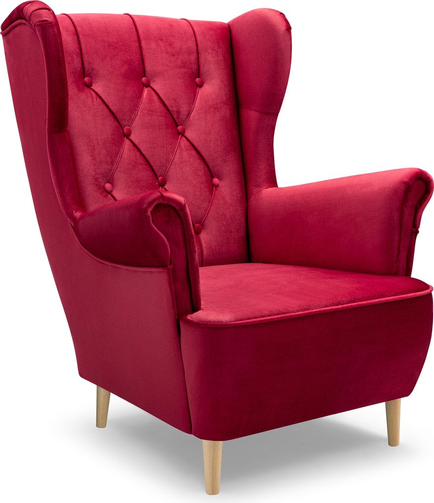 Masseno Polstersessel TIBER Loungesessel ergonomisch, Velours-Stoff Rot