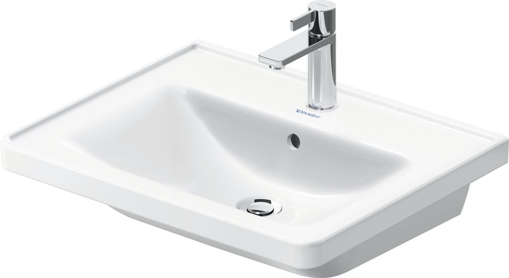 Duravit D-Neo Waschtisch, 600x480mm, 1 Hahnloch, mit Überlauf, weiß Hochglanz, 2367600000