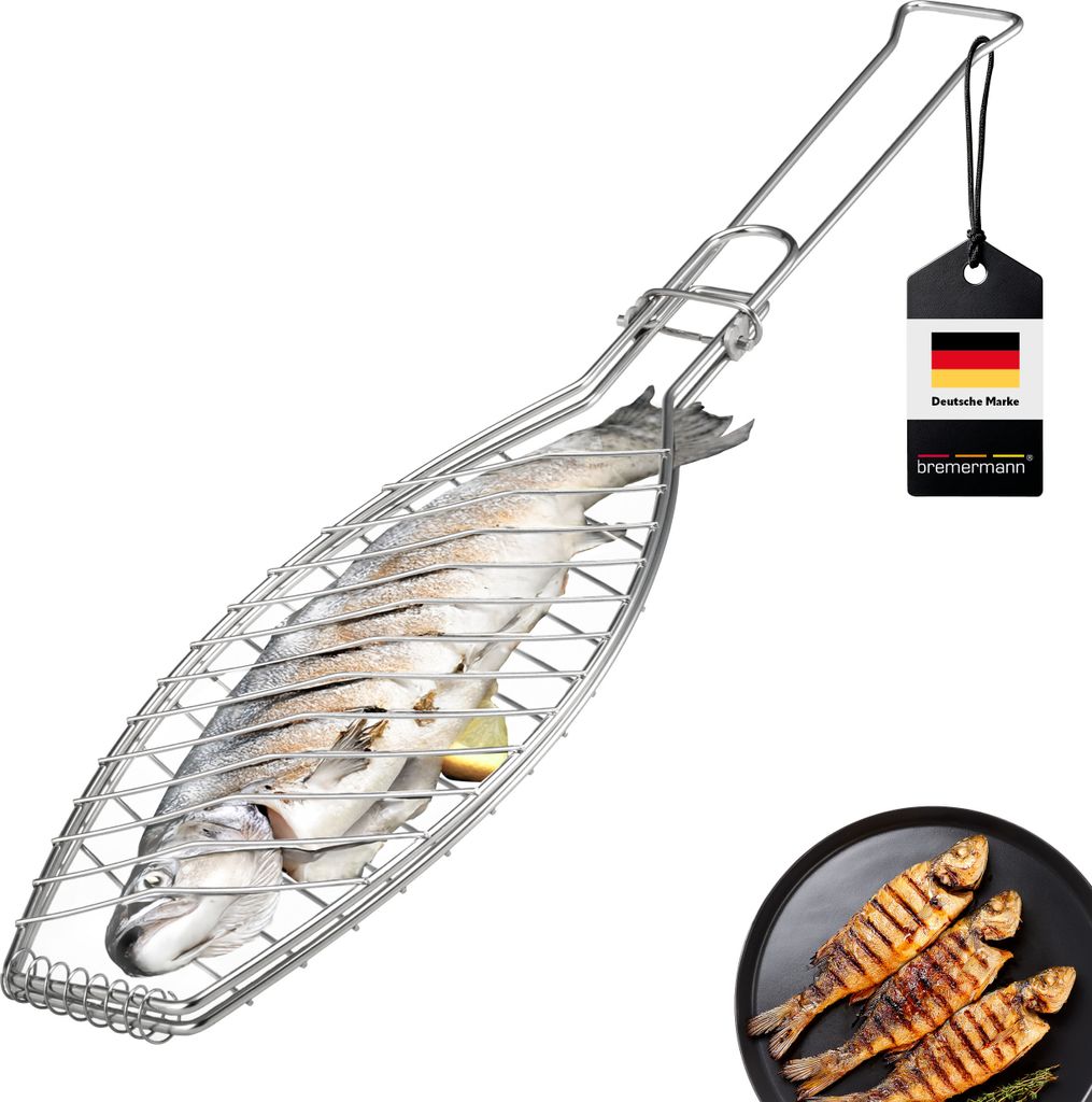 bremermann Gril à poisson, poignée rabattable / acier Image du produit 