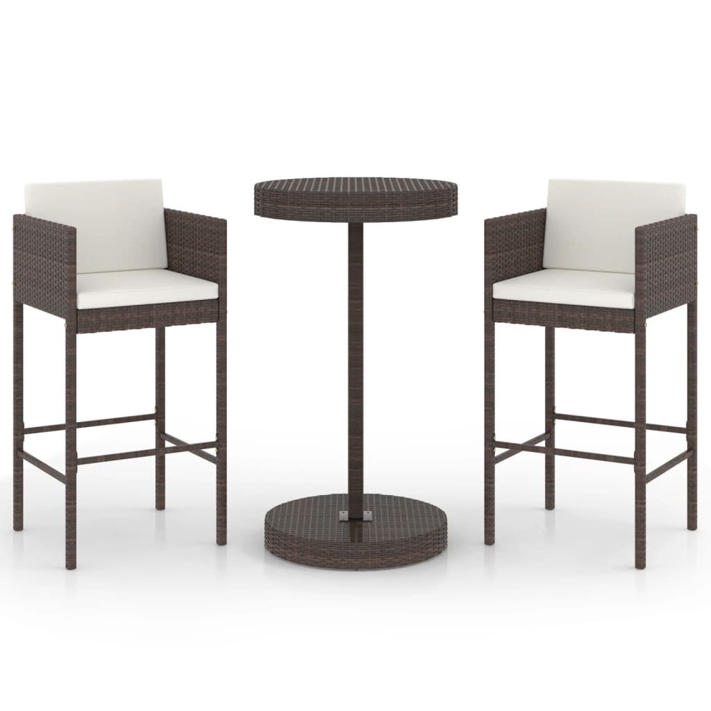 vidaXL Ensemble bar de jardin 3 pièces avec coussins Poly Image du produit 