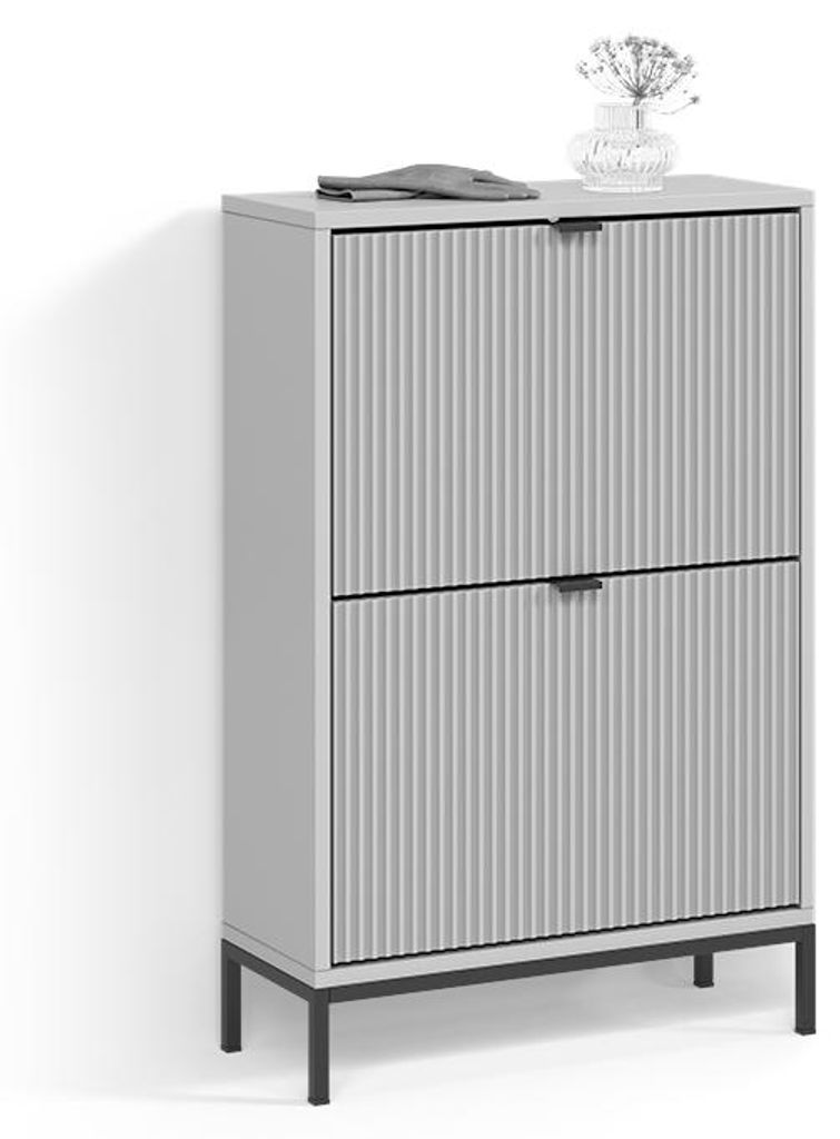 Schuhkipper Livinity Aterno Grau 60 x 92 cm mit 2 Klappschubladen, Model 58877