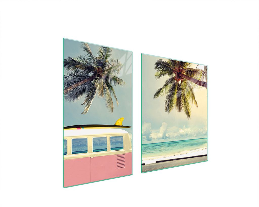 Glasplatte und Schneidebrett 100x52 Urlaub