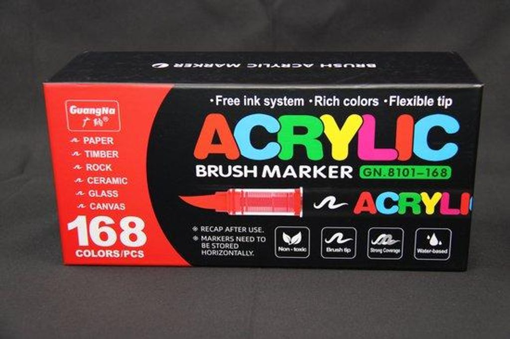 Guangna Pinselmarker – 168 Farben – Erwachsene und Kinder – Zeichenset – ungiftig – starke Deckkraft – auf Wasserbasis