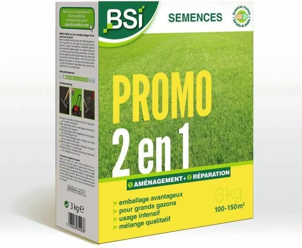 Graines BSI 3 Kg - Semences de Gazon Haute Qualité pour Jardin Vert