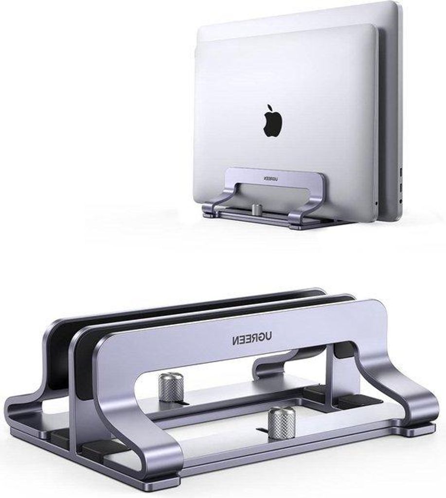 Doppeltes Aluminium Laptop Stativ für MacBook und iPad, platzsparend, silber, kompakt