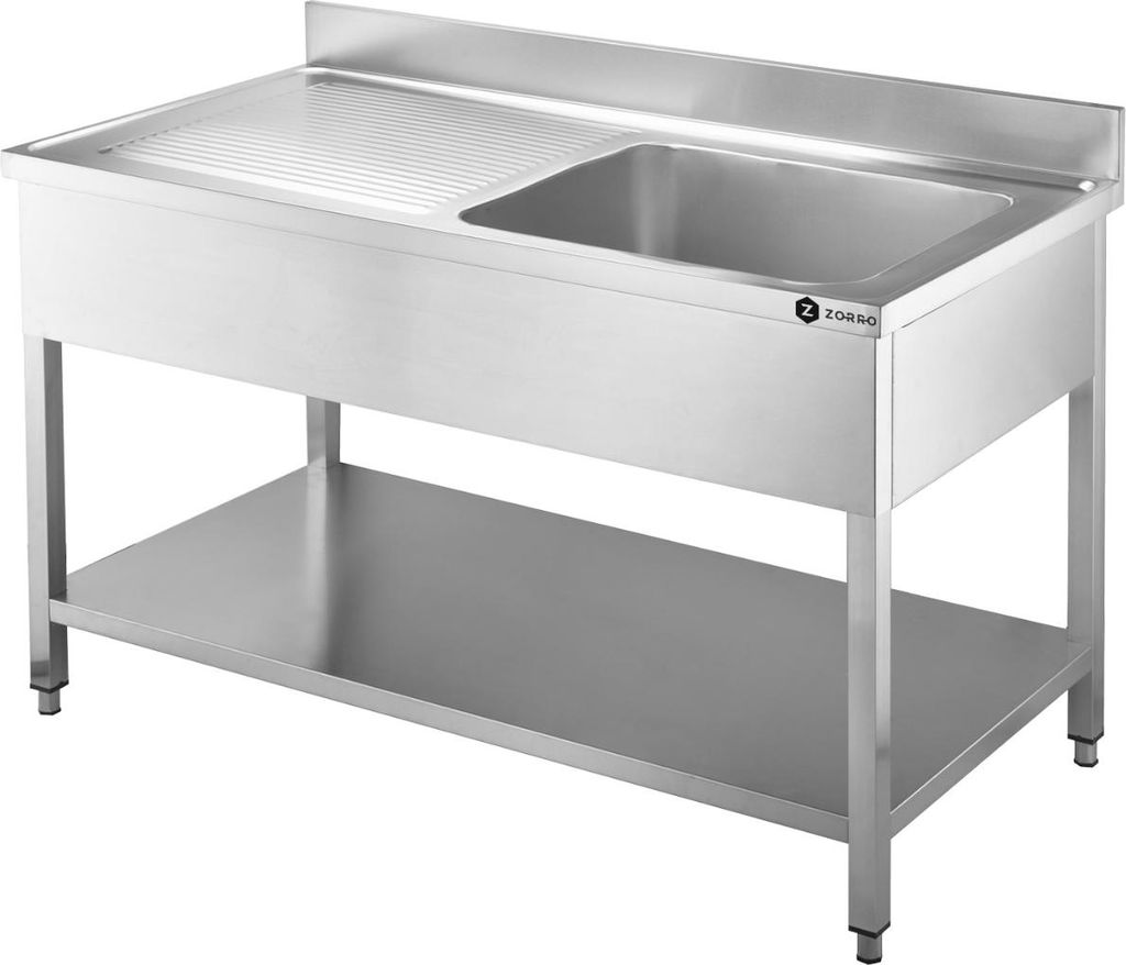 ZORRO Spültisch ZST 100/70/R | Edelstahl Spüle |1000x700x950 mm | Becken rechts | Gastronomie