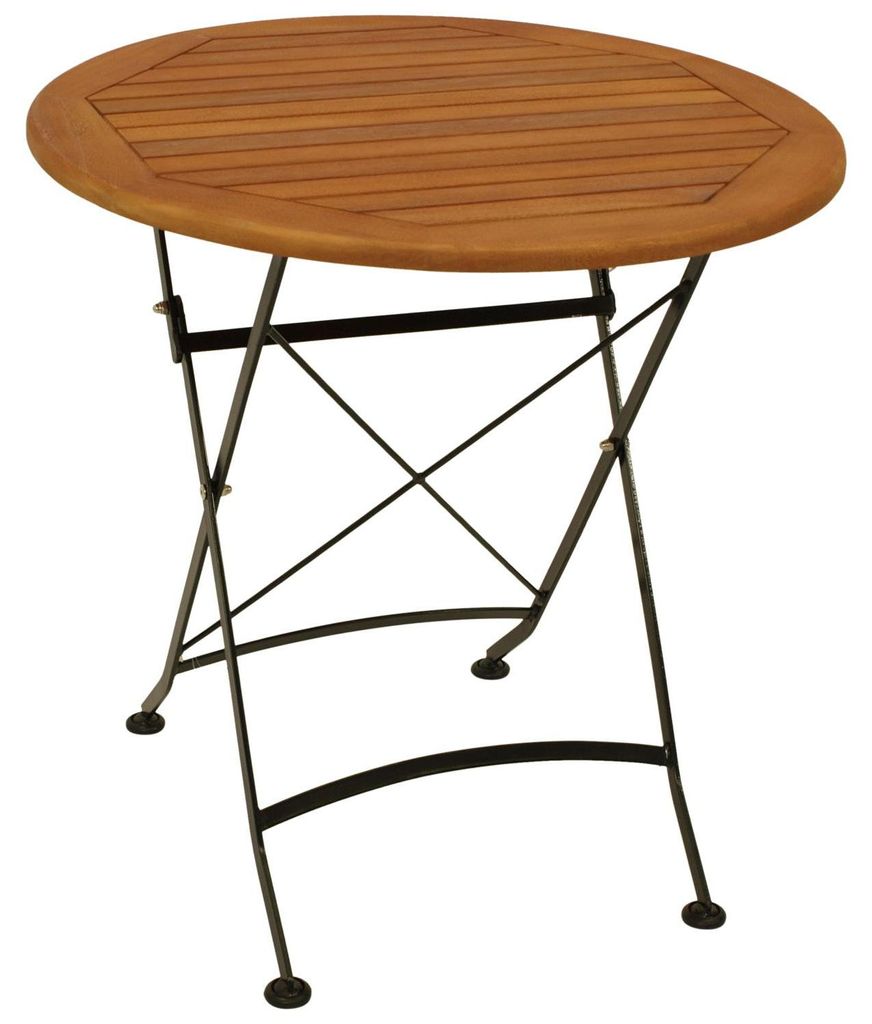Klapptisch Rund 70 x 74 x 120 cm Eukalyptus Flachstahl Schwarz