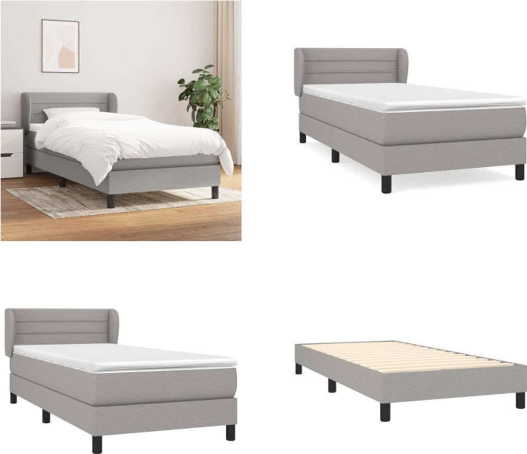 vidaXL Boxspringbett mit Matratze Hellgrau 80x200 cm Stoff - Boxspringbett - Boxspringbetten - Bett - Schlafzimmermöbel