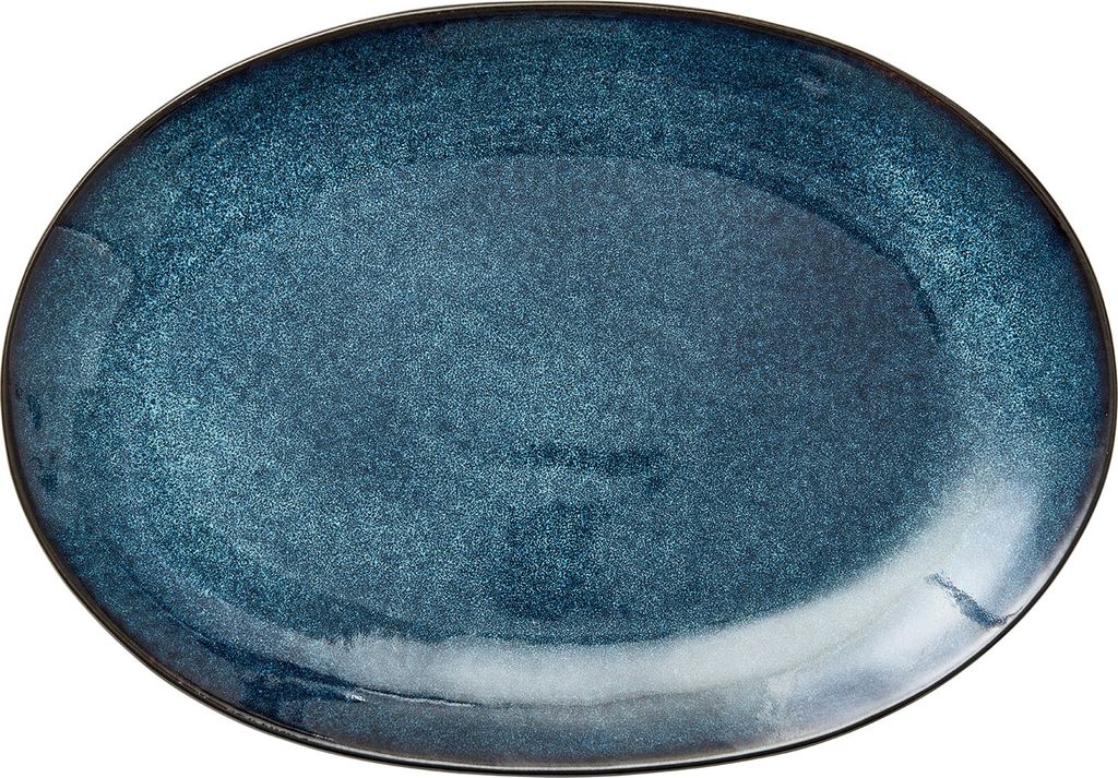 Bitz Platte oval 36x25 cm Steinzeug Schwarz/Dunkelblau 821298
