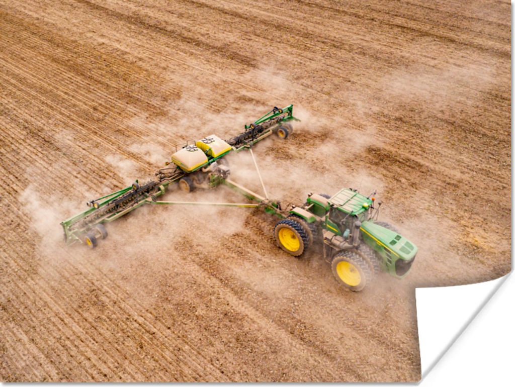 MuchoWow Poster Traktor - Feld - Bauernhof - Landwirt - Grün 40x30 cm - Plakate für die Wände - Poster Wohnzimmer
