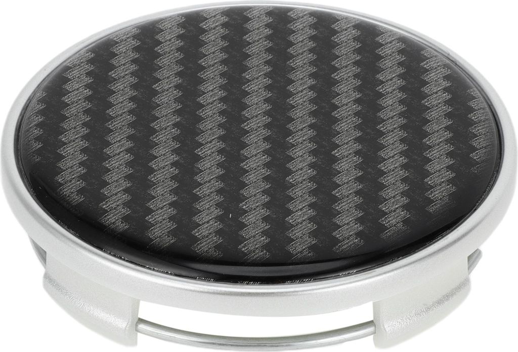 Radnabenkappen Radkappen Felgenzentrumskappen Kunststoff OD: 65mm/2,56" 1 Stück Matt Silberfarben für Ford für Chevy mit Schwarzem Carbonfaser-M...