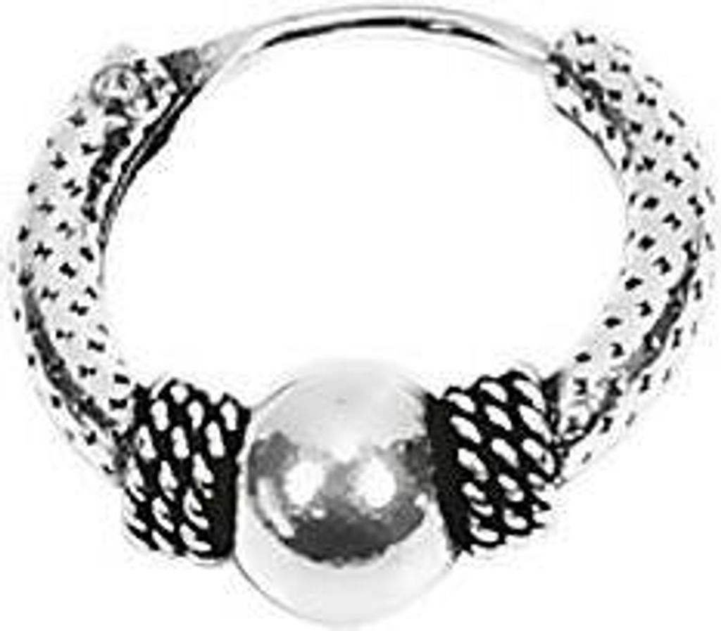 Paar 925 Sterling Silber Keltische Bali Creolen mit Großer Kugel 14mm 7067
