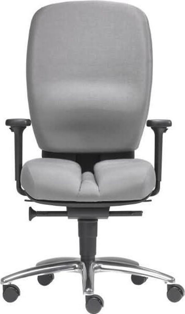 Büro-Drehstuhl Mister Office mit Armlehnen Alu-Fußkreuz grau