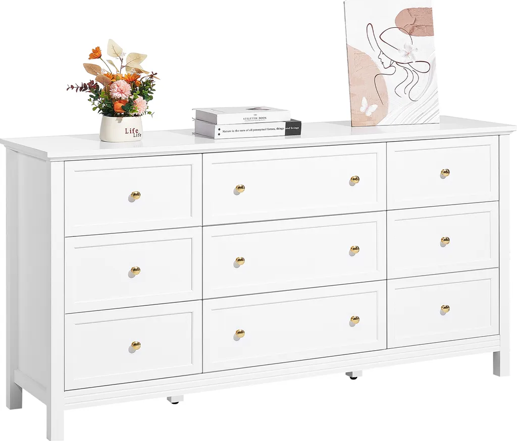 Support TV blanc pour chambre, commode de rangement entrée bois