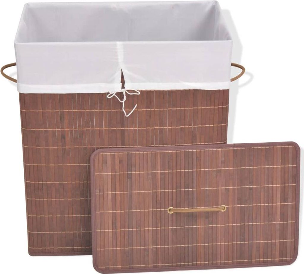 vidaXL Bambus-Wäschekorb Rechteckig Braun