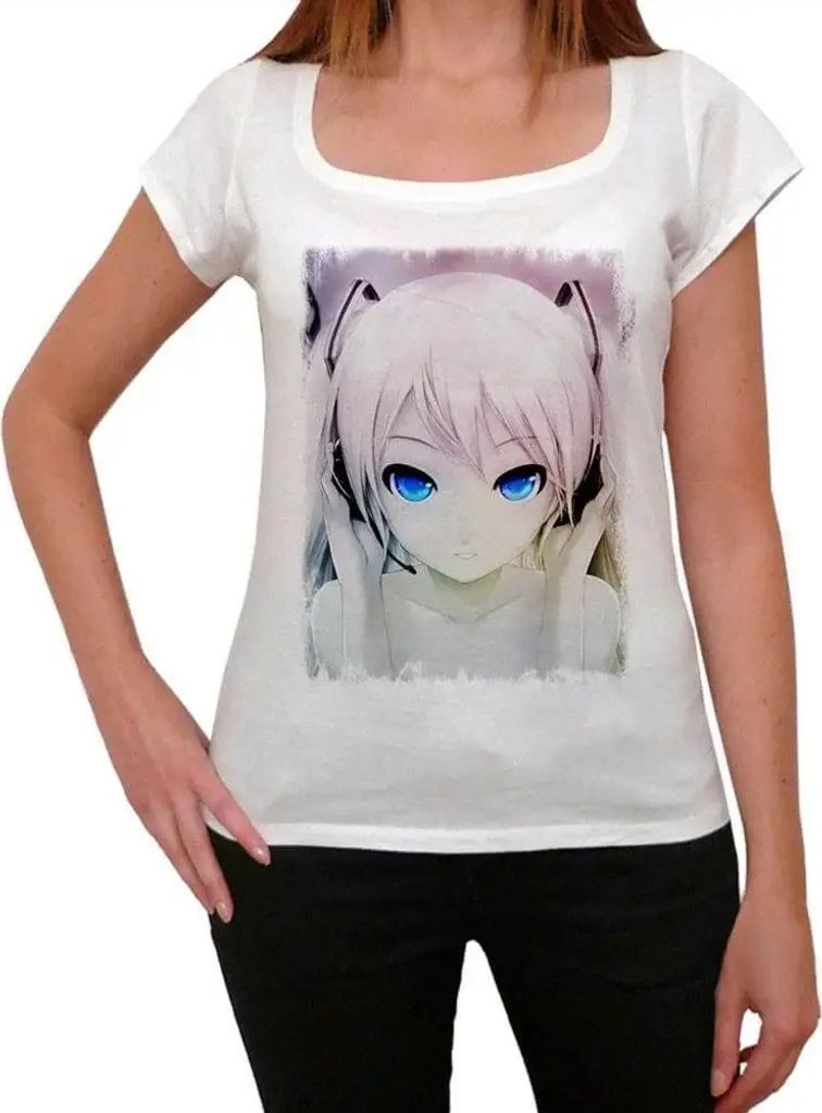 Damen Grafik T-Shirt Manga blaue Augen – Manga Blue Eyes – Öko-Verantwortlich Vintage Jahrgang Kurzarm Lustige Druck Geburtstag Geschenk Frau