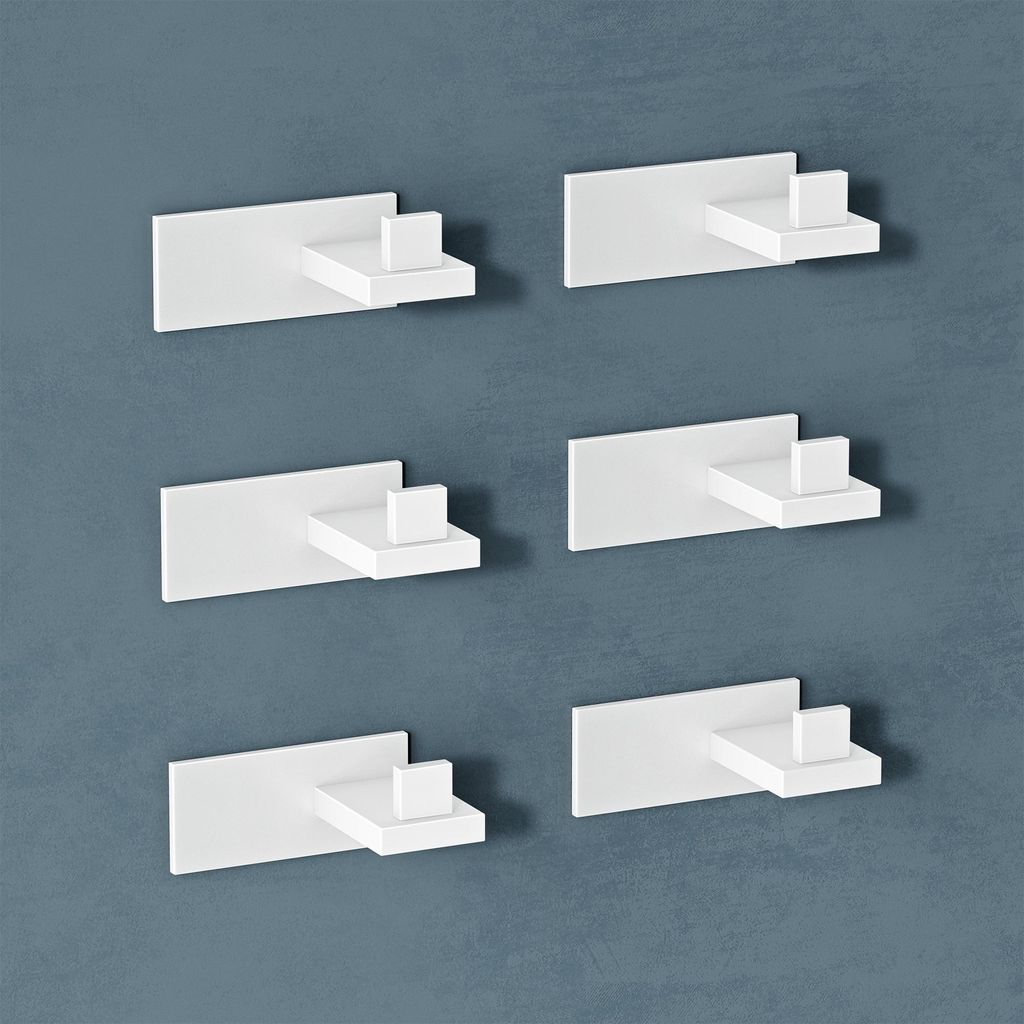 doporro 6 Stück Garderobenhaken Edelstahl, Kleiderhaken Wand Haken, selbstklebend & ohne Bohren Matt Weiß für Jacken, Handtücher Stalo-06