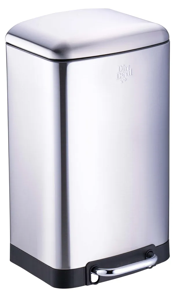 Poubelle inox 20L Dirt Devil Argent avec couvercle hermétique anti-odeur