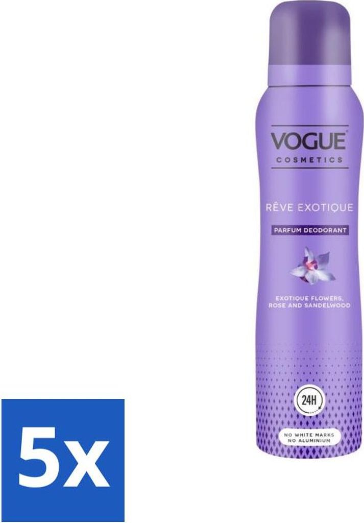 Vogue Reve Exotique Parfum Deodorant 150 ml - Vorteilspack - 5 Stücke