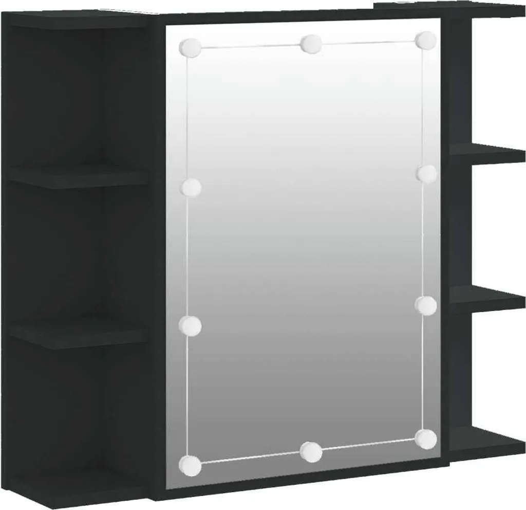 vidaXL Specchio con LED nero 70x16,5x60 cm