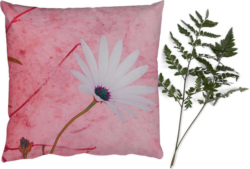 MuchoWow Zierkissen Sofakissen Wohnzimmer Dekokissen 50x50 cm Blumen - Rosa - Vintage - Komfort - Sofakissen
