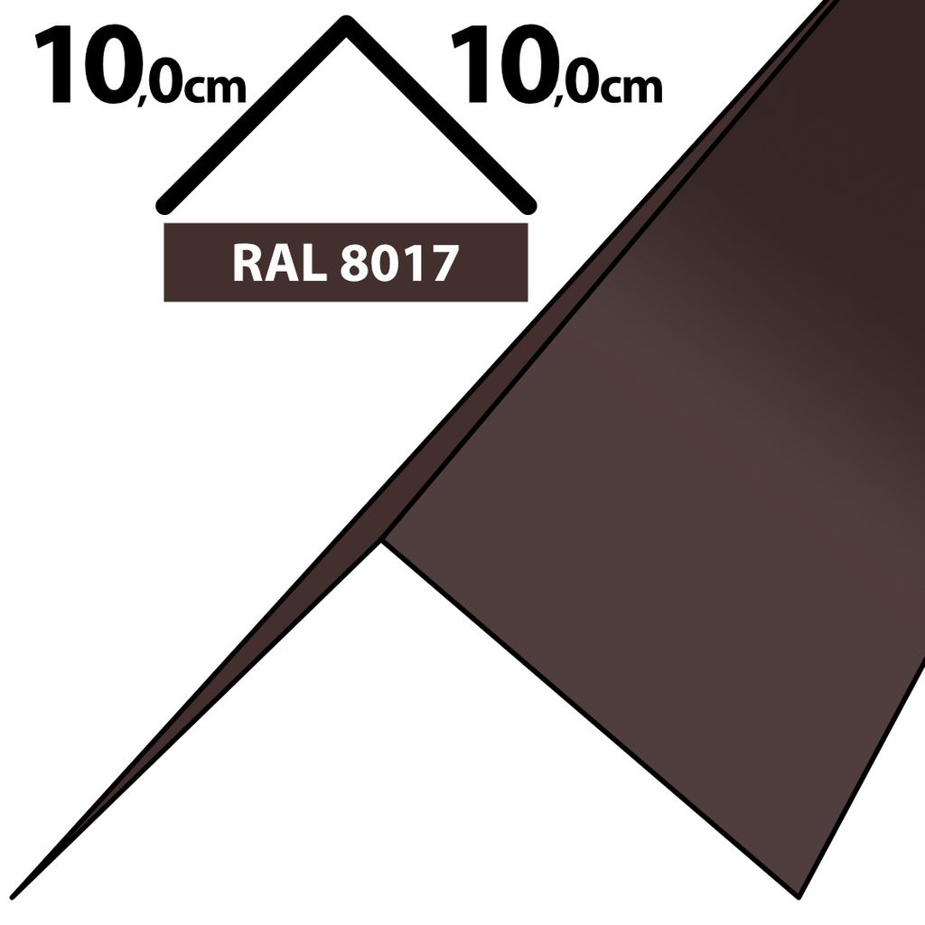 2m Winkelblech Kantblech Kante Blechwinkel pulverbeschichtetes 0,5mm Zuschnitt 20cm RAL-8017 Braun
