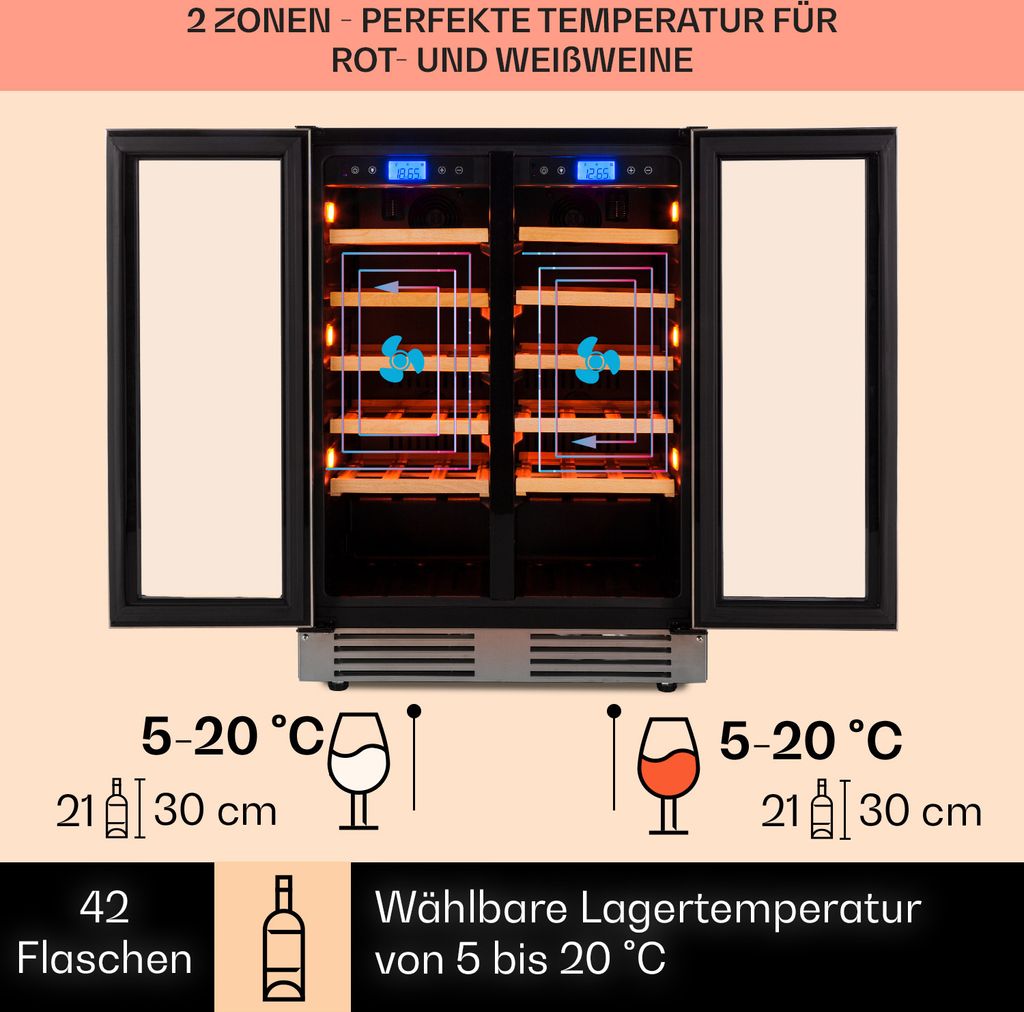 Klarstein Einbau-Weinkühlschrank, 2 Zonen Produktbild 3