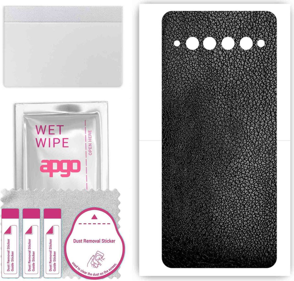 apgo Rückseite Schutzfolie, Skin, kompatibel mit TCL 10 Plus, Hinten Displayschutzfolie aus Vinylfolie, kratzfest, einfache Montage - Schwarzes Leder