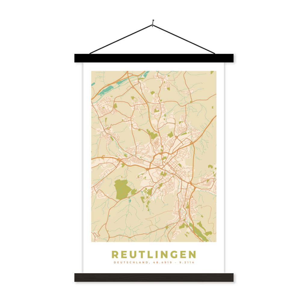 MuchoWow® Textilposter Jahrgang - Reutlingen - Karte - Produktbild 