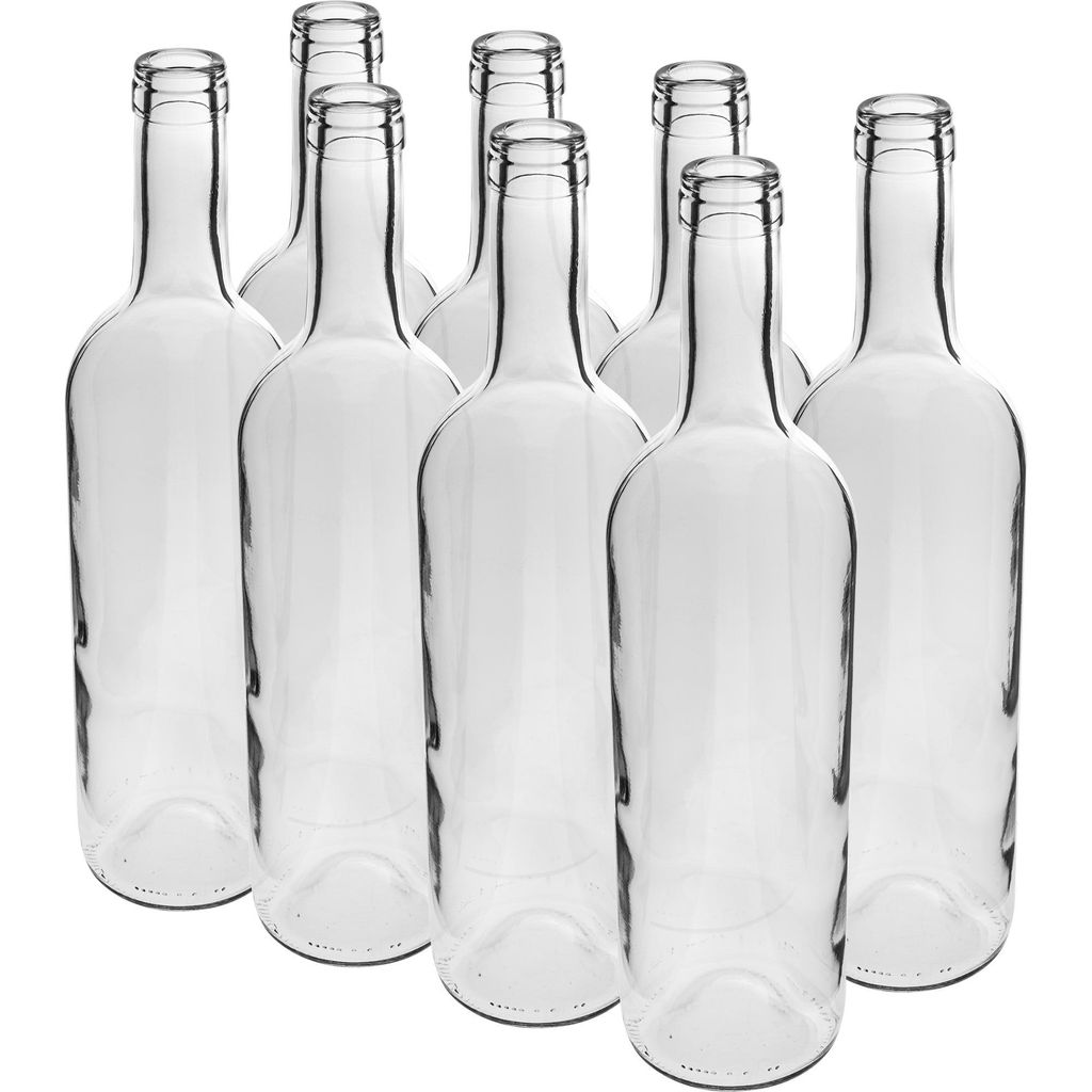 Weißglas-Weinflasche 0,75 l - Schrumpfpack 8 Stück Produktbild 