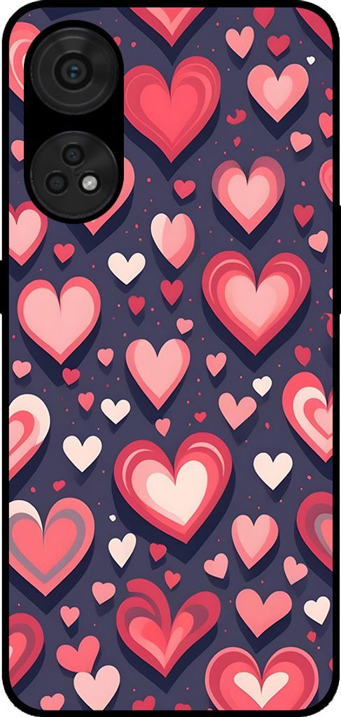 Smartphonica Telefon Fall geeignet für Oppo Reno 8T 4G mit Herzen Impressum - TPU Backcover Fall mit Herz-Design