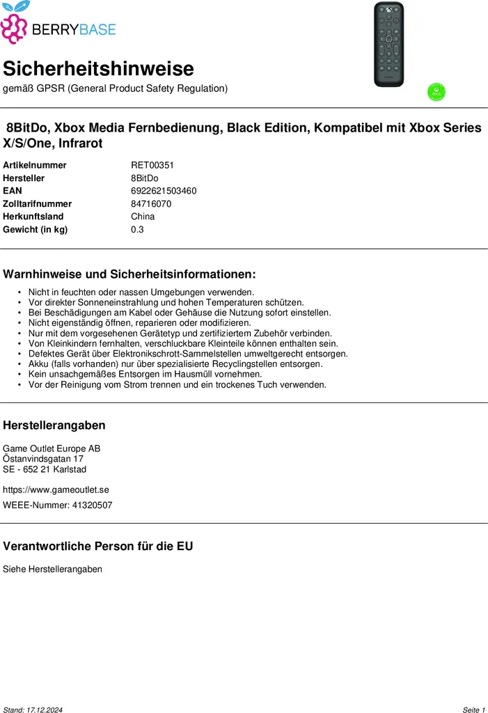 8BitDo Télécommande Xbox Media Black Edition pour Xbox Series X et S - 5